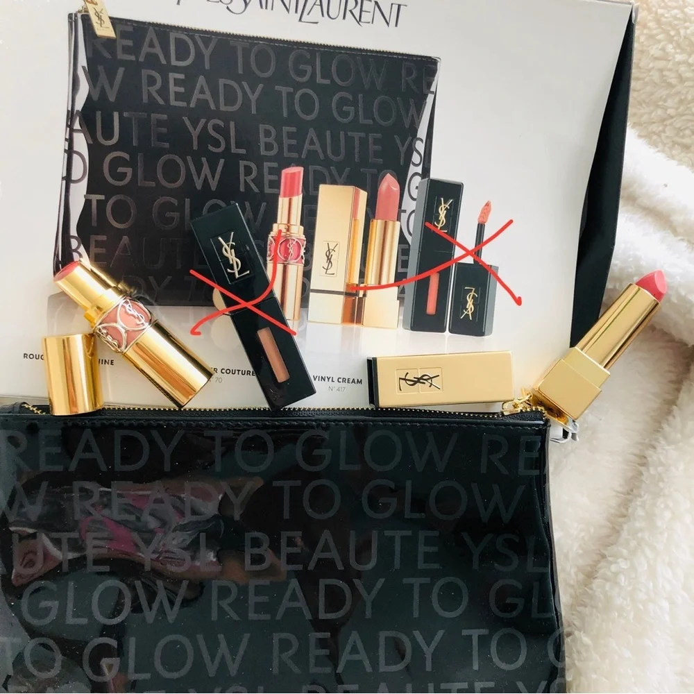New YSL Lip Duo Full Size +Cosmetic Bag (black 417 not included)